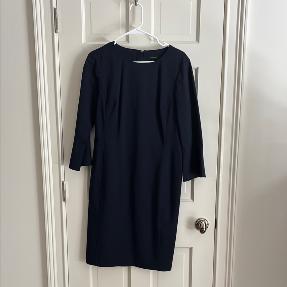 Ann Taylor Blue Sheath Dress 3/4 Sleeve Crew Neck